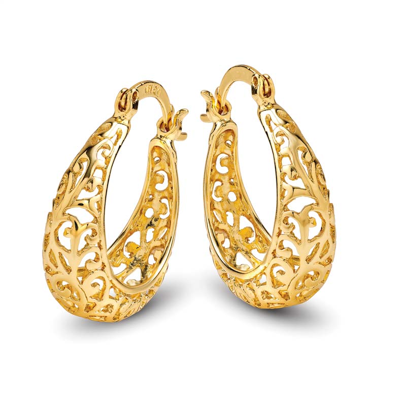 Women's Baroque Filigree Hoop Earrings (gold-finished)